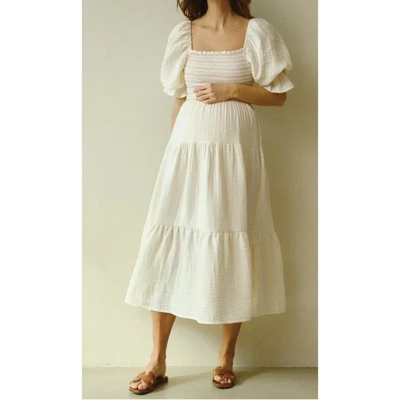 Nothing Fits But Yumi Dress Womens Size Medium Cream Puff Sleeve Mommy & Me - Picture 2 of 15